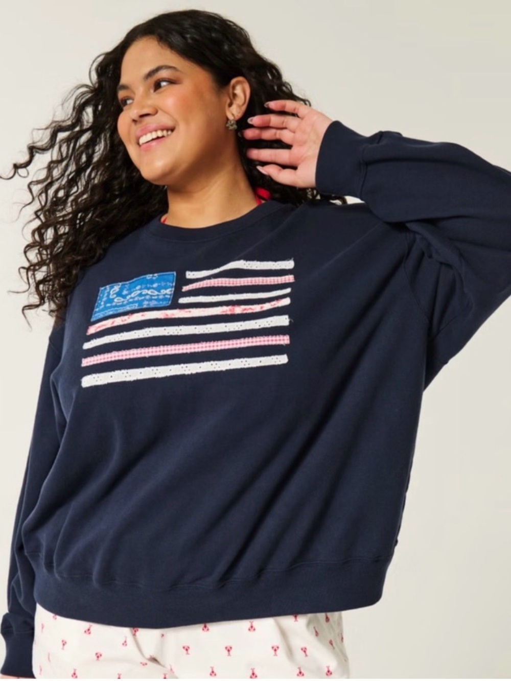 Distressed Hollister American Flag Sweatshirt - Medium